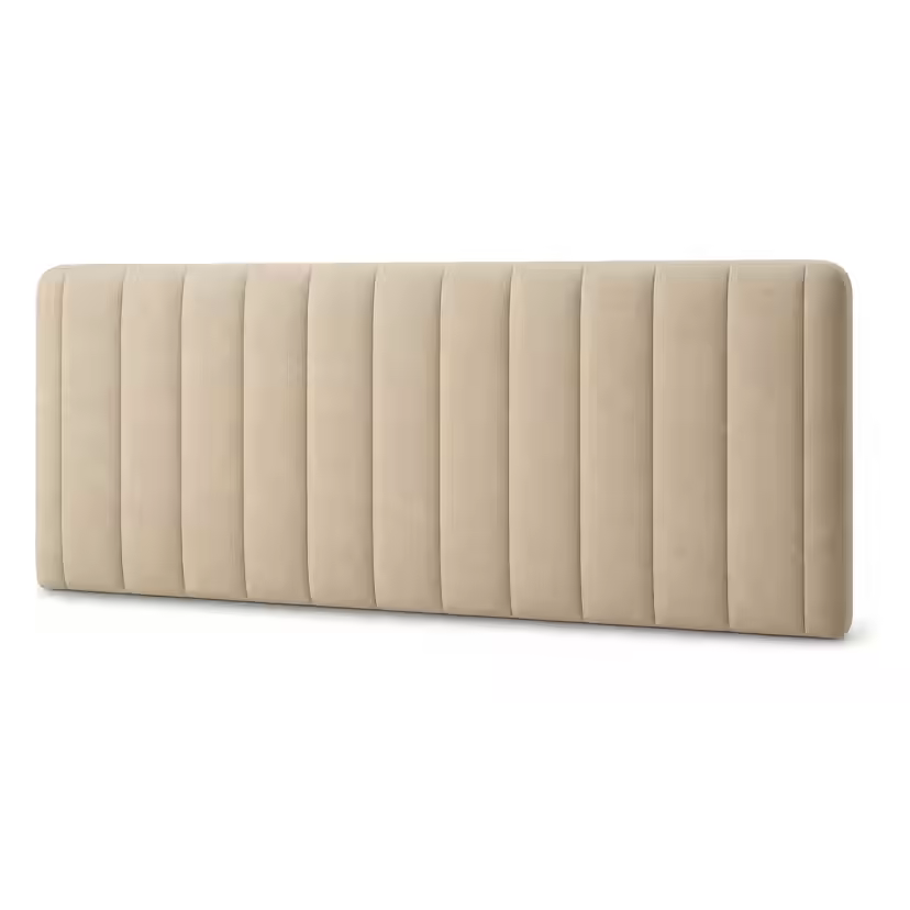 Beige fully upholstered FamBed headboard with vertical padded panels.