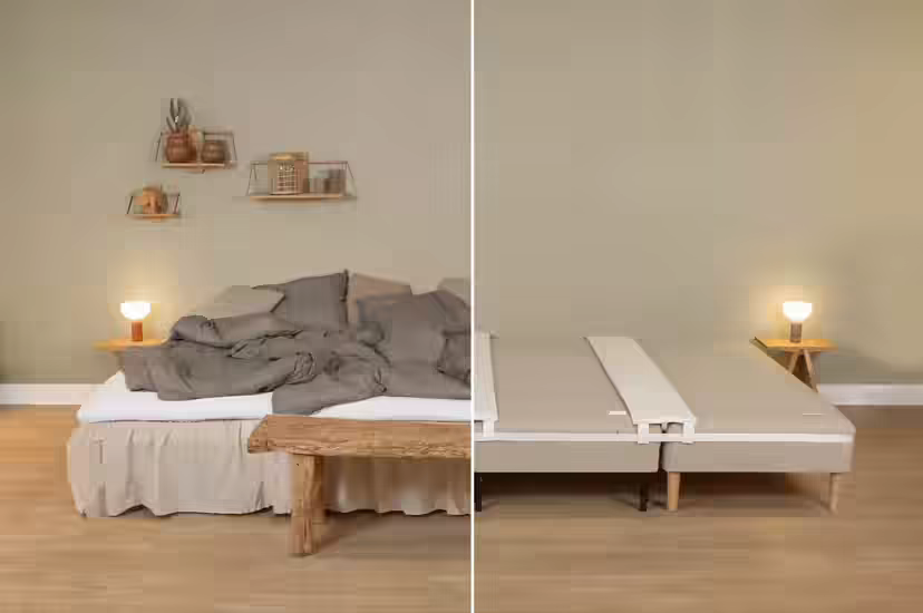 Video showing a standard bed extended with the FAMBED® DIY-kit, before and after